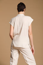 Casta camisa mujer en tencel con mangas cortas 