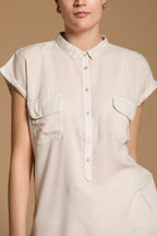 Casta camisa mujer en tencel con mangas cortas 