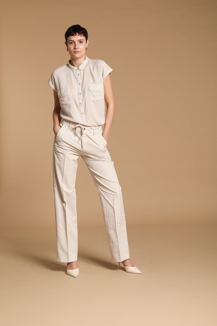 Casta camisa mujer en tencel con mangas cortas 