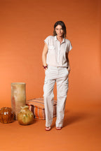 Casta camisa mujer en tencel con mangas cortas 