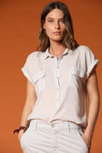 Casta camisa mujer en tencel con mangas cortas 
