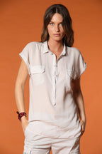 Casta camisa mujer en tencel con mangas cortas 