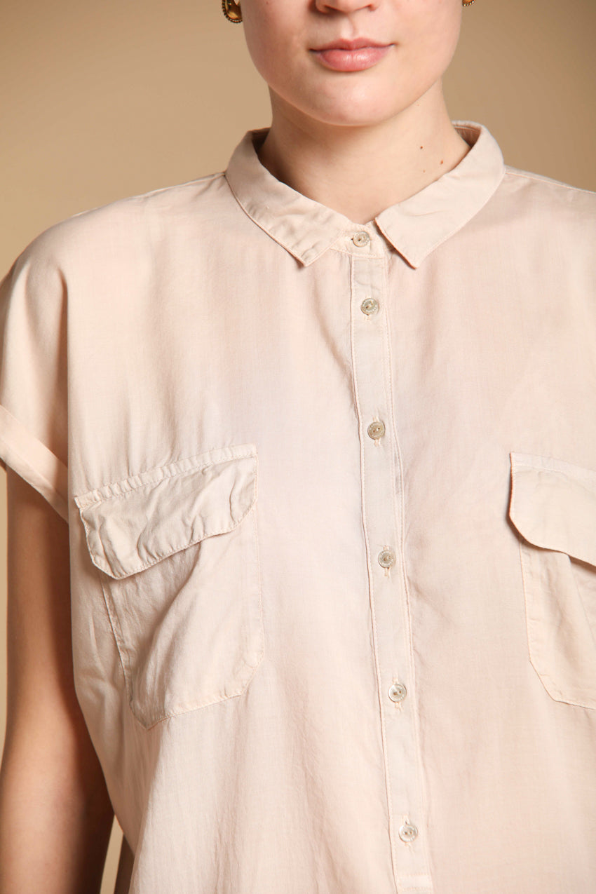 Casta camisa mujer en tencel con mangas cortas 