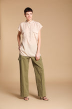 Casta camisa mujer en tencel con mangas cortas 