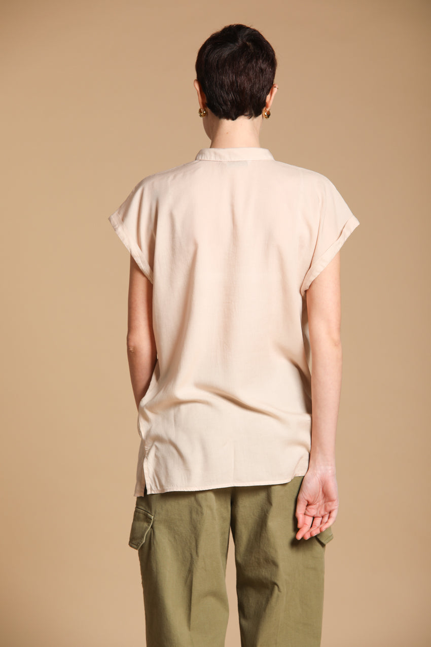 Casta camisa mujer en tencel con mangas cortas 