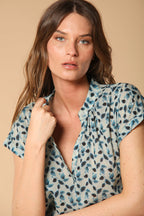 Adele MM women's shirt in cotton voile with leaf print