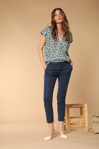 Adele MM women's shirt in cotton voile with leaf print