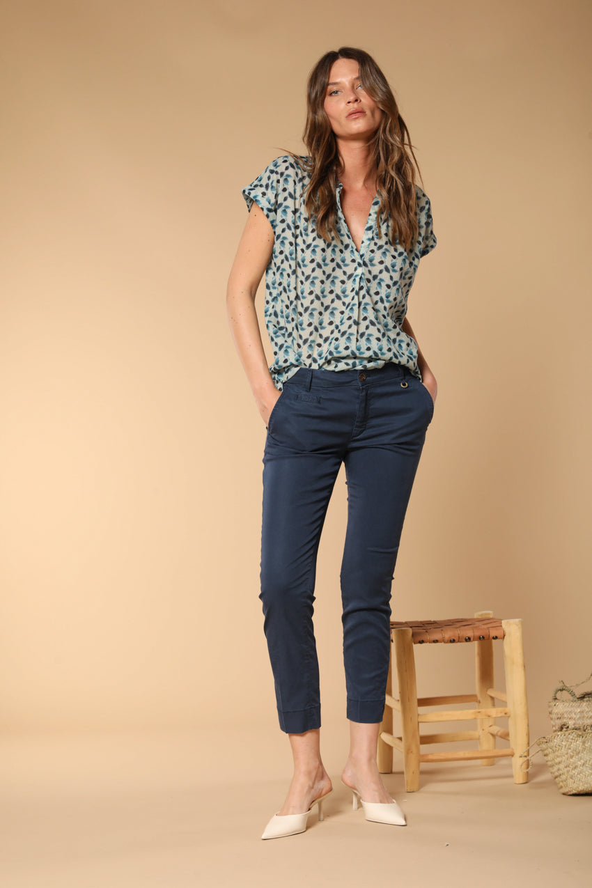 Adele MM women's shirt in cotton voile with leaf print