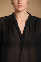 Adele camisa mujer con mangas largas en musolina de algodón y seda 