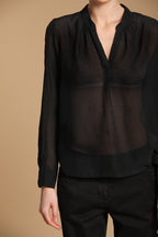 Adele camisa mujer con mangas largas en musolina de algodón y seda 