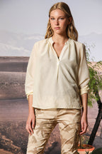 Adele women's long-sleeve shirt in muslin cotton-silk blend