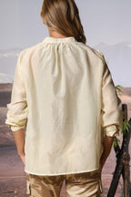 Adele women's long-sleeve shirt in muslin cotton-silk blend