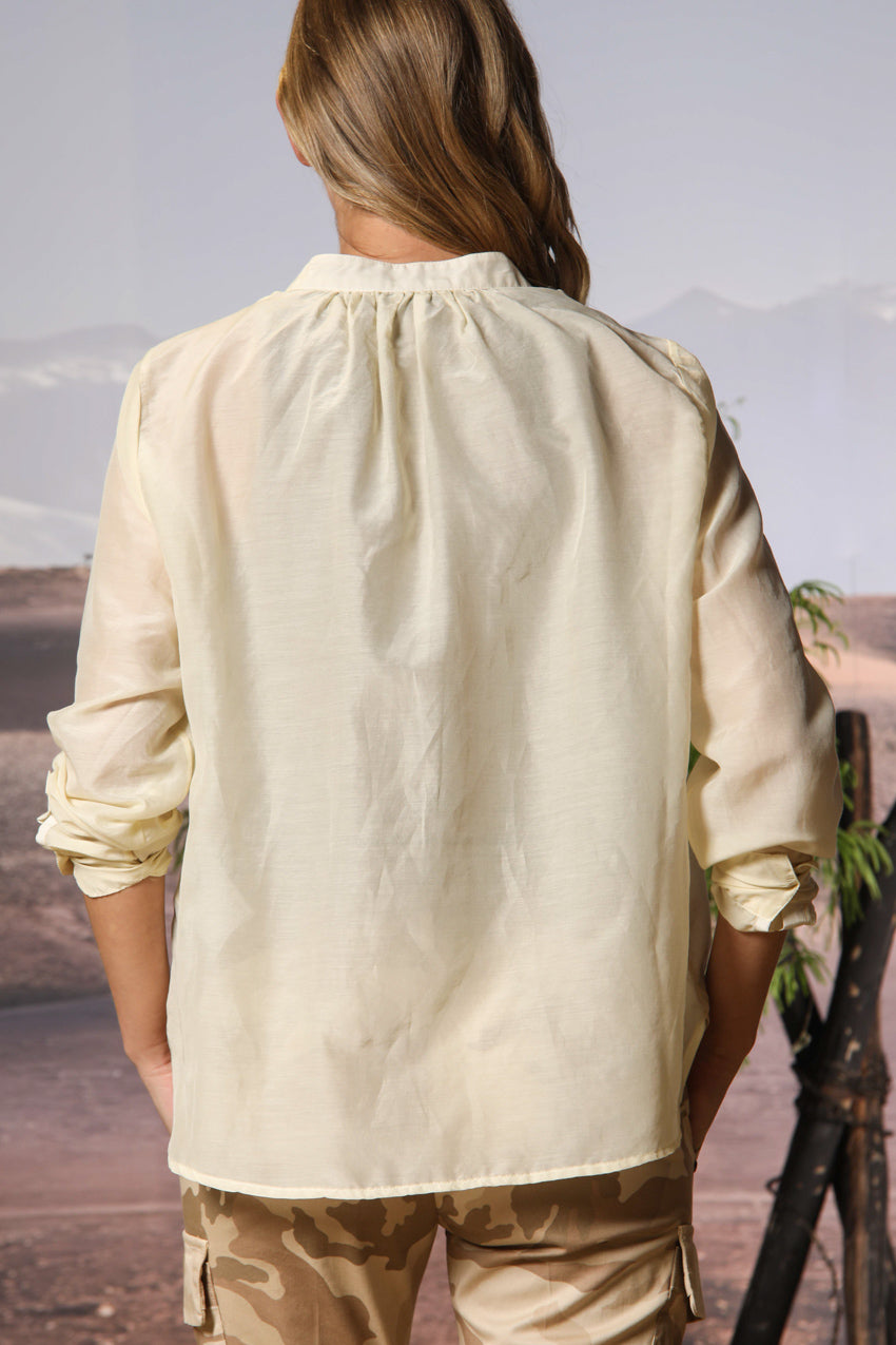 Adele women's long-sleeve shirt in muslin cotton-silk blend