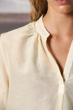 Adele women's long-sleeve shirt in muslin cotton-silk blend