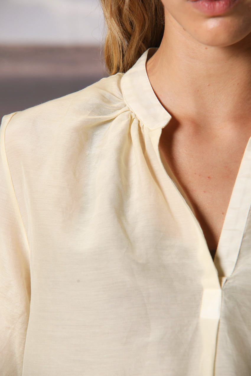 Adele women's long-sleeve shirt in muslin cotton-silk blend