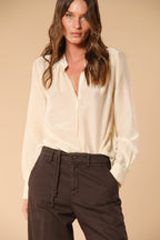 Adele camisa mujer con mangas largas en musolina de algodón y seda 