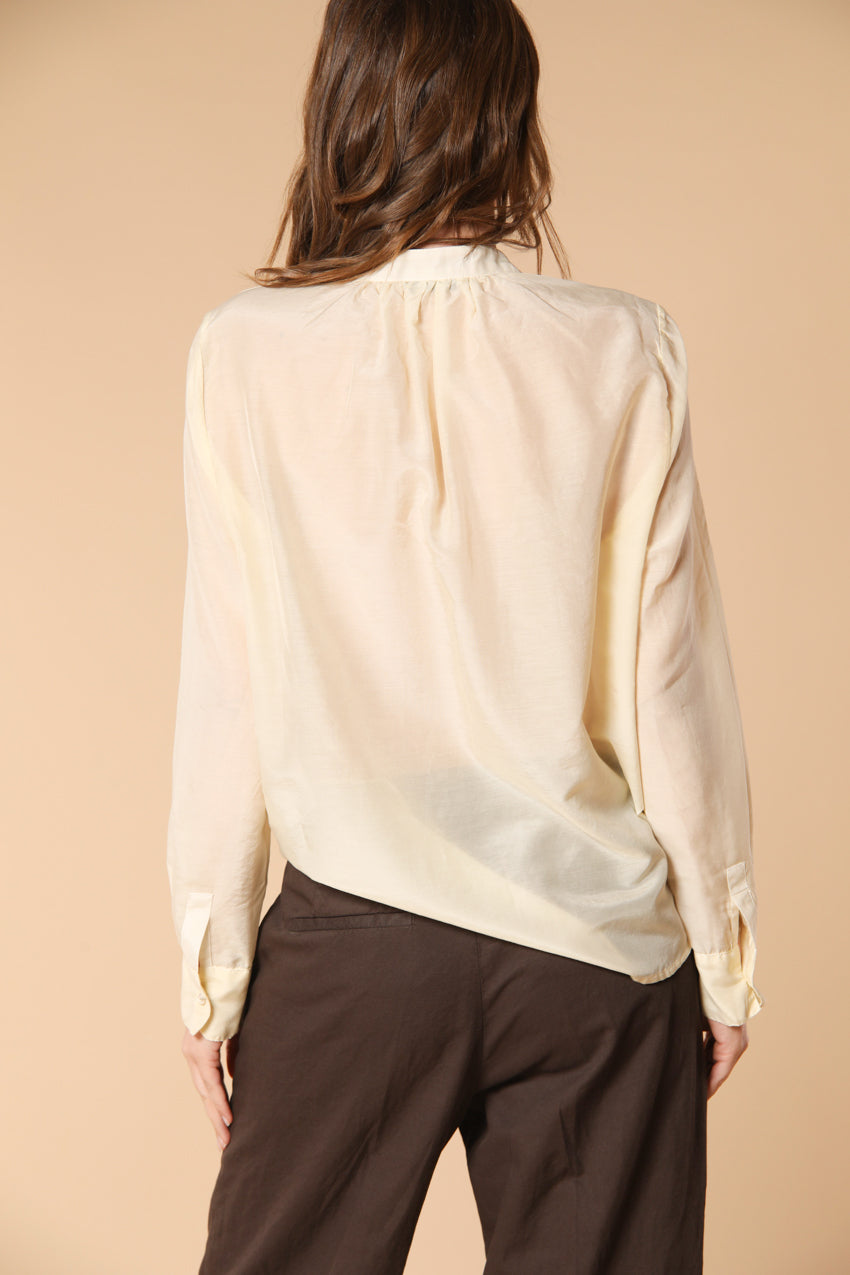 Adele camisa mujer con mangas largas en musolina de algodón y seda 