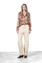 Adele camisa de mujer en viscosa fantasía flores grandes