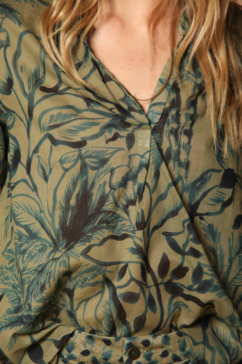 Adele camisa mujer en gasa de algodón con estampado floreal