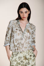 Adele women's shirt long sleeve in cotton muslin floral pattern