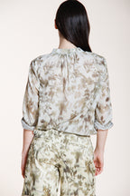 Adele women's shirt long sleeve in cotton muslin floral pattern