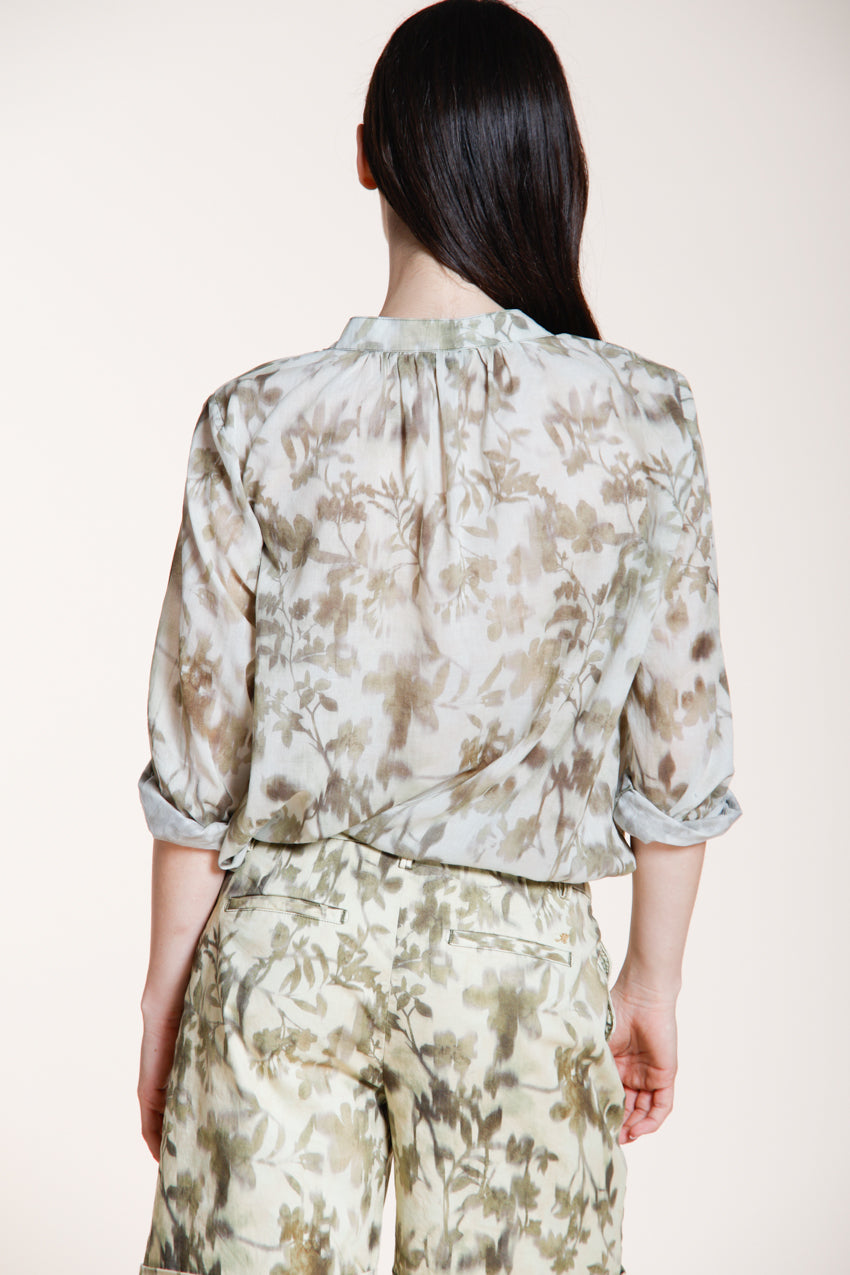 Adele camisa mujer manga larga en muselina de algodón estampado floral