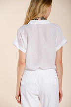 Natalie women's shirt short sleeve in cotton and silk muslin