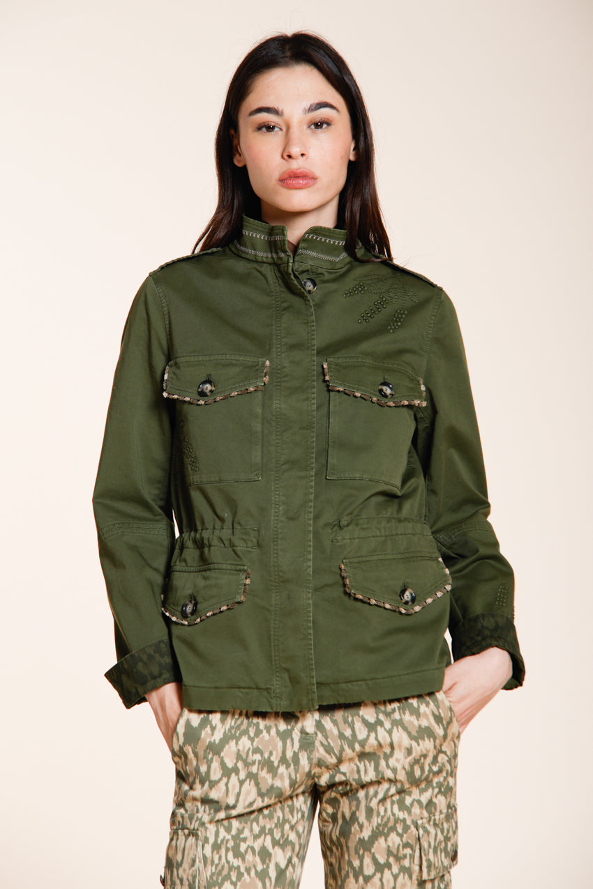 Eva women's jacket in twill flower embroidery