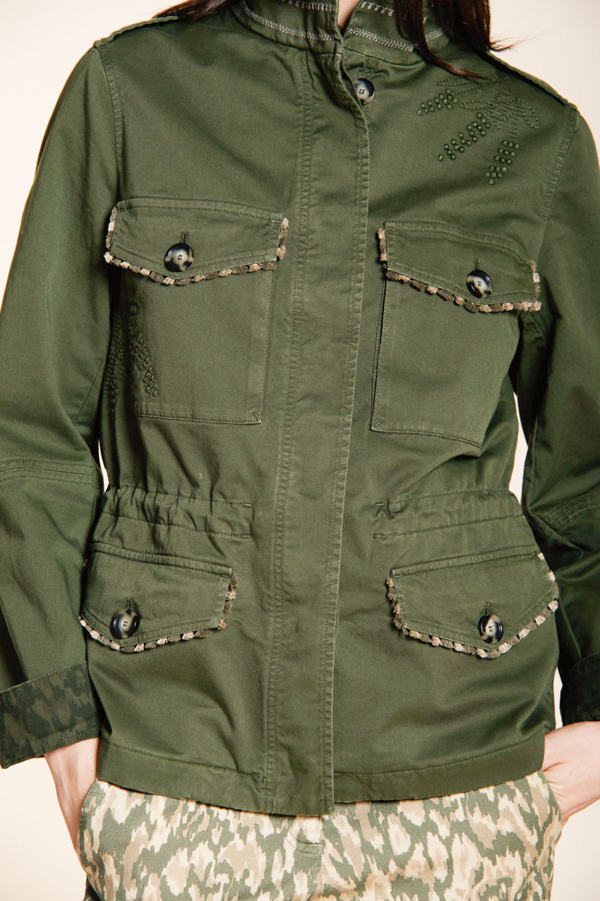 Eva women's jacket in twill flower embroidery