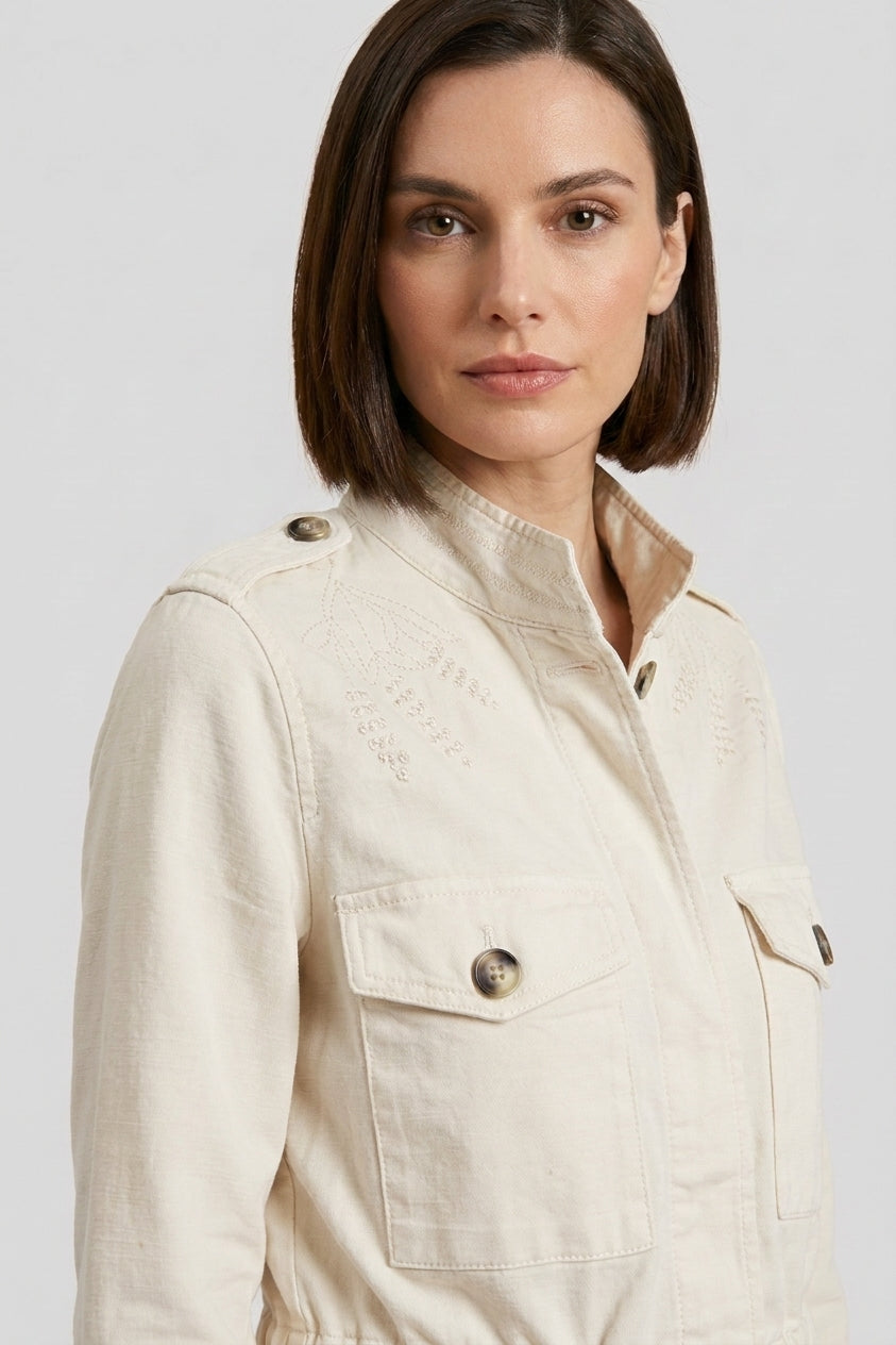 Eva Jacke Damen aus Twill Blumenstickerei
