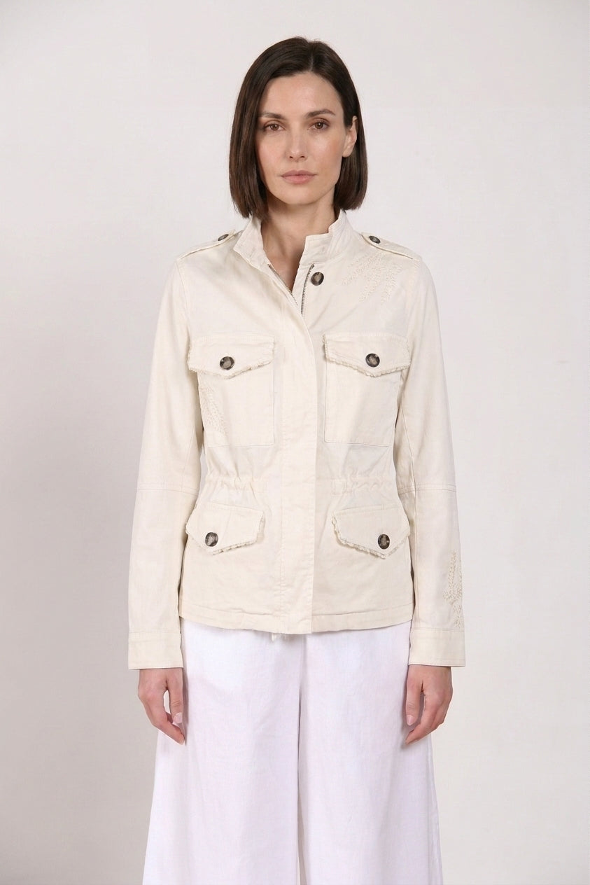Eva Jacke Damen aus Twill Blumenstickerei