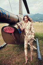 Santa Barbara women's jacket in twill with beige camouflage print