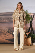 Santa Barbara women's jacket in twill with beige camouflage print