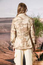 Santa Barbara women's jacket in twill with beige camouflage print