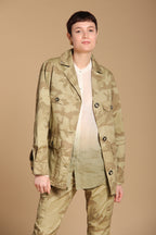 Santa Barbara women's jacket in twill with beige camouflage print