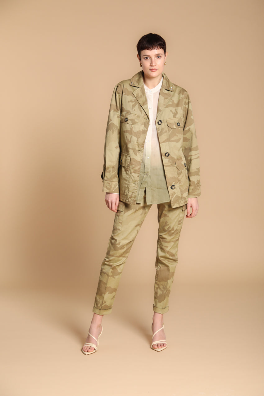 Santa Barbara women's jacket in twill with beige camouflage print