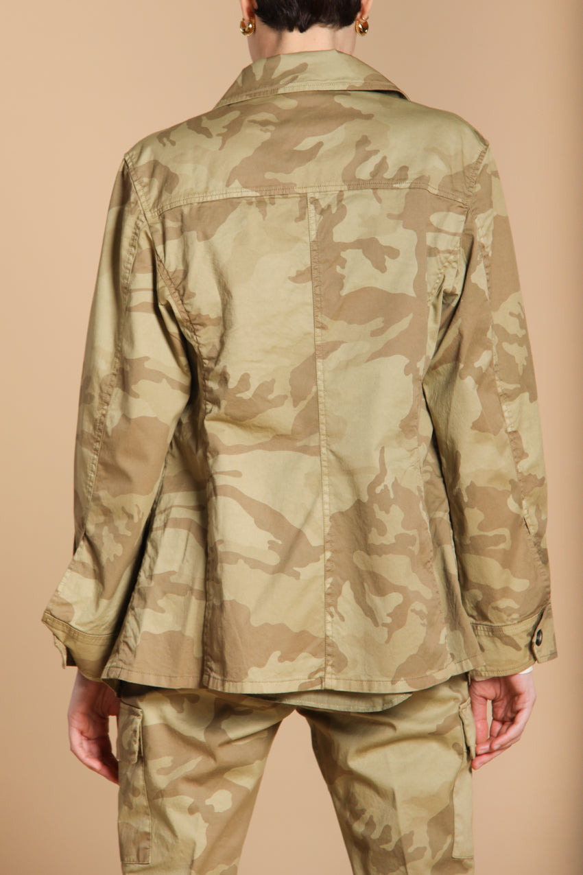 Santa Barbara women's jacket in twill with beige camouflage print