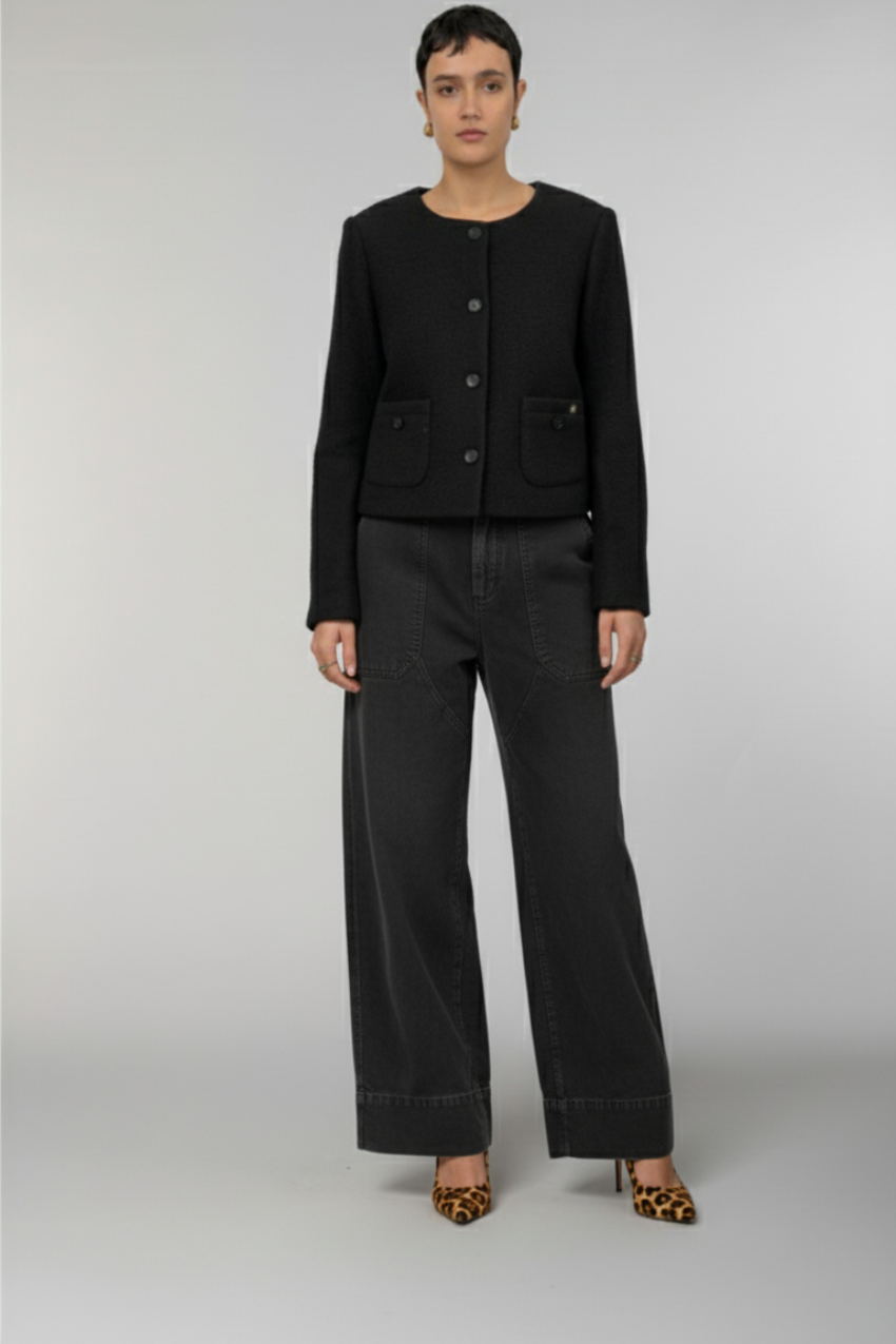 Lou Lou chaqueta cropped mujer en bouclé mezcla de lana