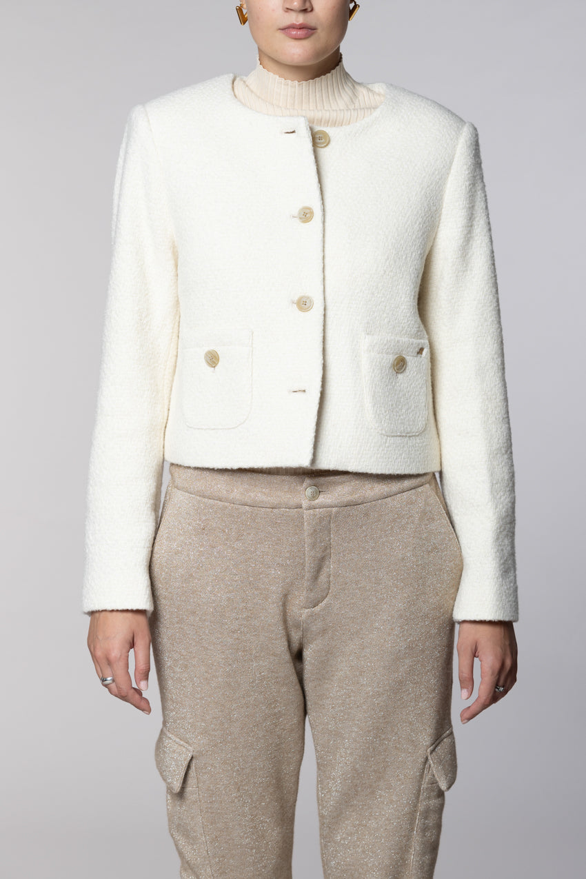 Lou Lou chaqueta cropped mujer en bouclé mezcla de lana