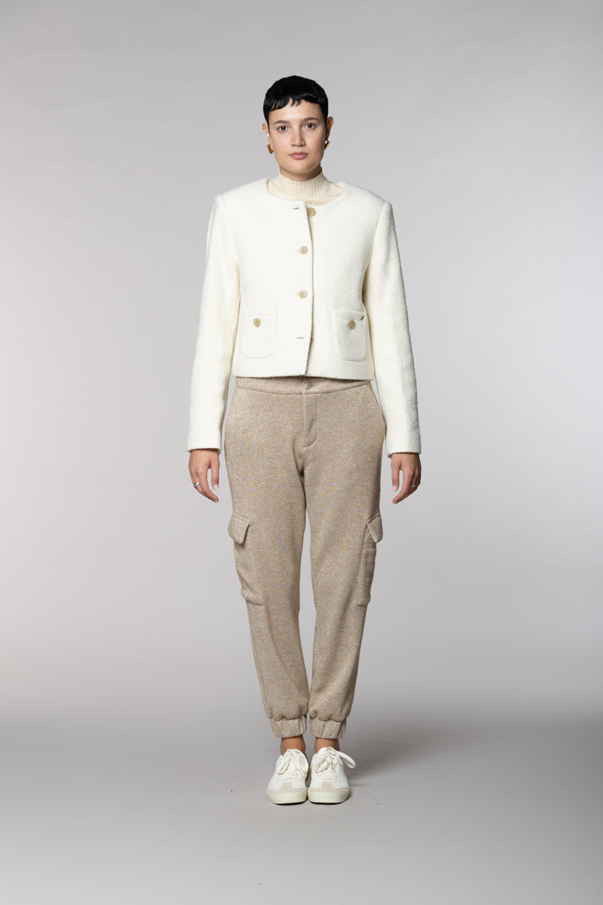 Lou Lou chaqueta cropped mujer en bouclé mezcla de lana