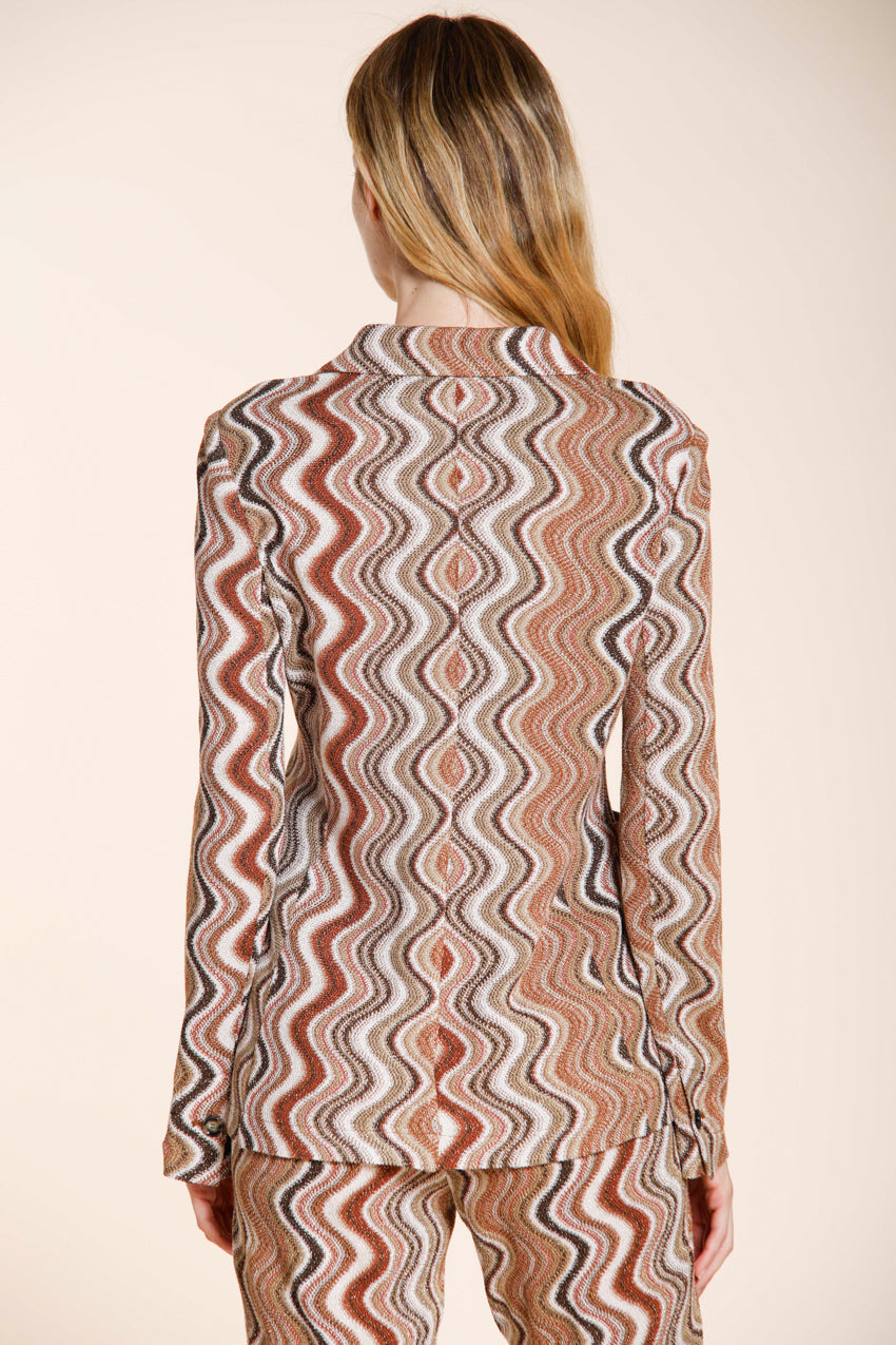 Helena women's knit blazer in lurex wave pattern