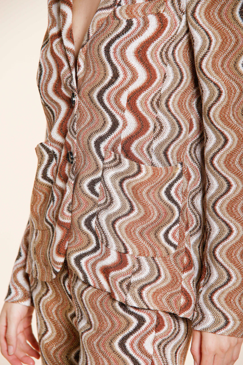 Helena women's knit blazer in lurex wave pattern