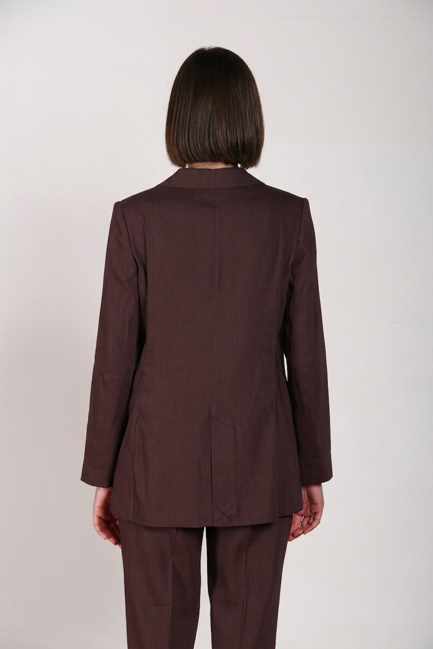 Irene women's blazer in linen and viscose blend canvas