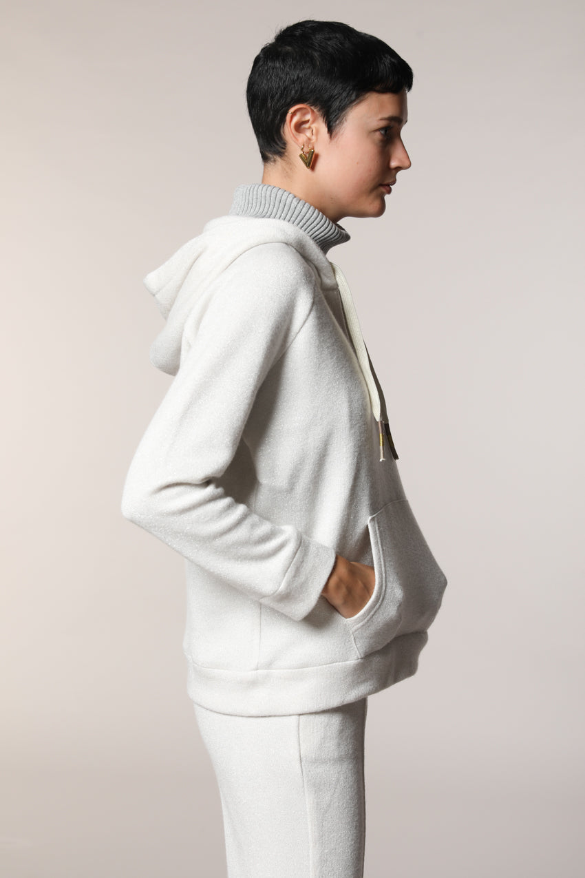 Hoodie felpa donna con cappuccio in jersey con lurex