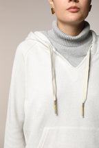 Hoodie felpa donna con cappuccio in jersey con lurex