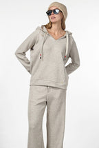 Hoodie sudadera de mujer en jersey efecto punto
