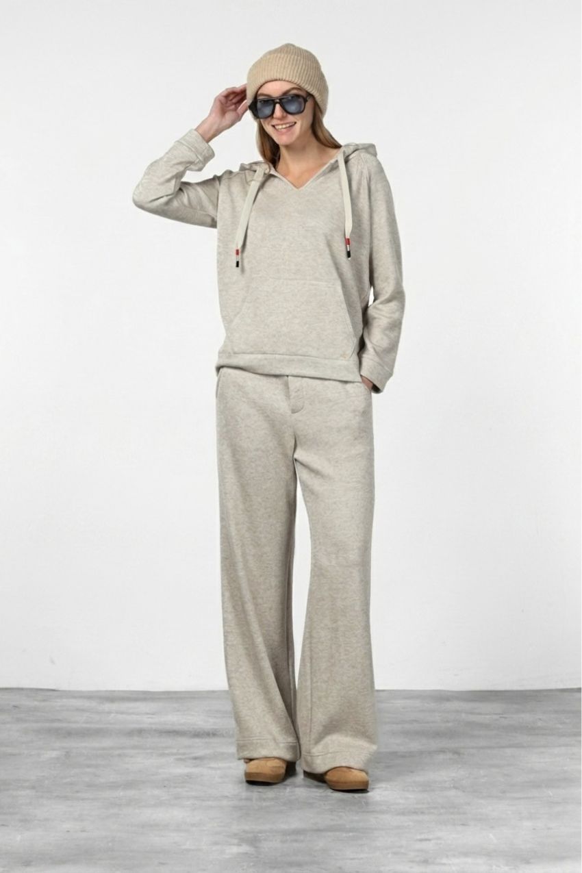Hoodie women’s sweatshirt in knit-effect jersey