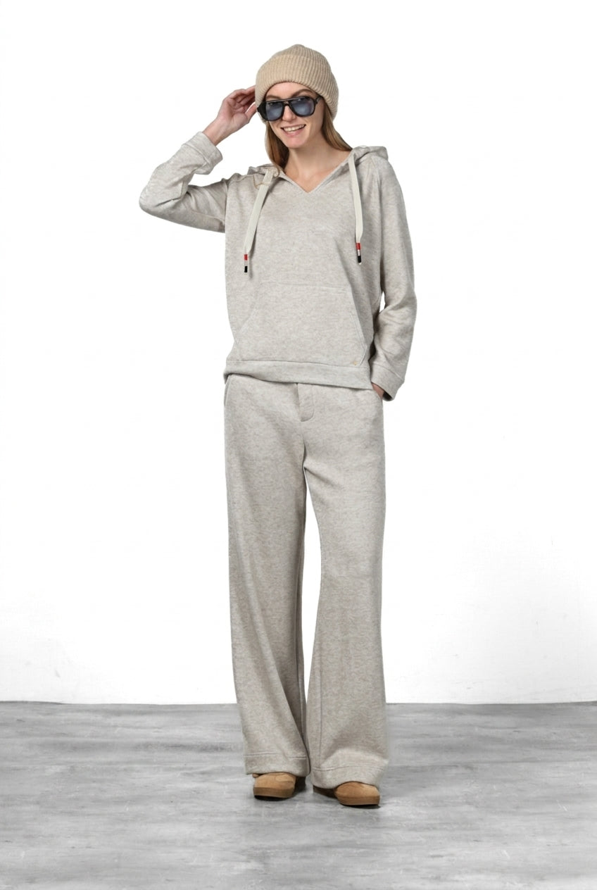 Hoodie women’s sweatshirt in knit-effect jersey