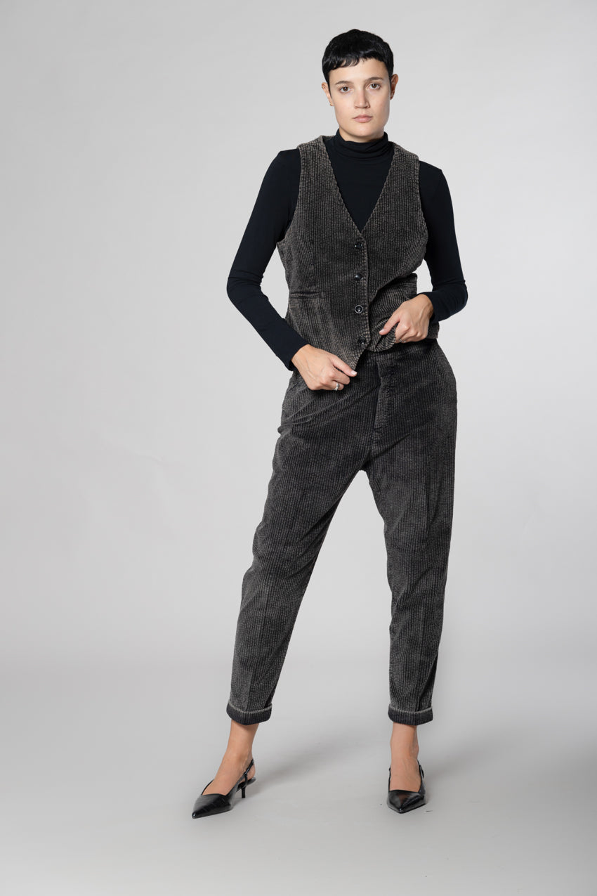 Ellen gilet donna in velluto a costa larga