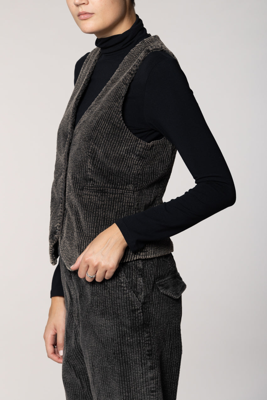 Ellen gilet donna in velluto a costa larga